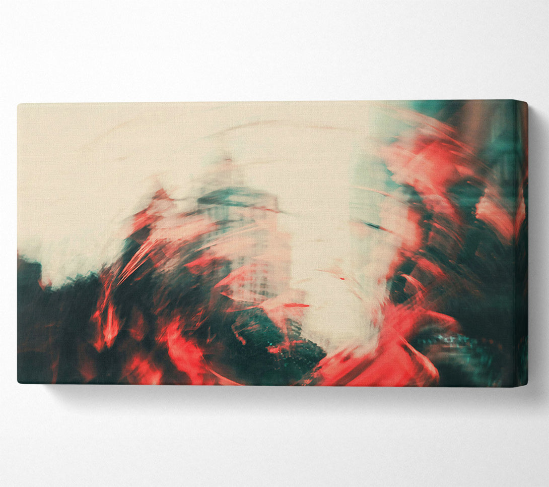 A Canvas Print of Crimson Cityscape Swirl Canvas Art