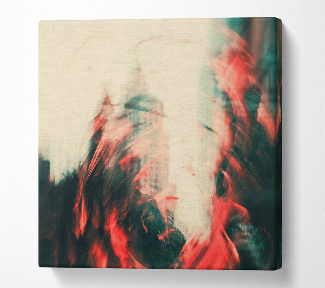  A Canvas Print of Crimson Cityscape Swirl Canvas Art