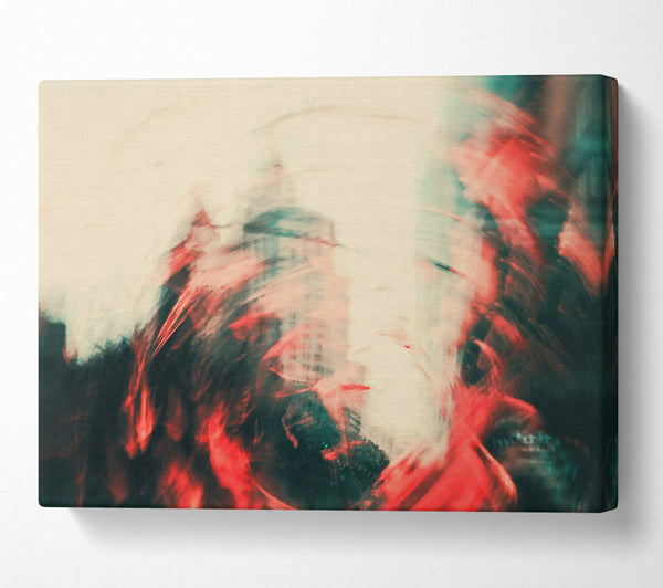  A Canvas Print of Crimson Cityscape Swirl Canvas Art