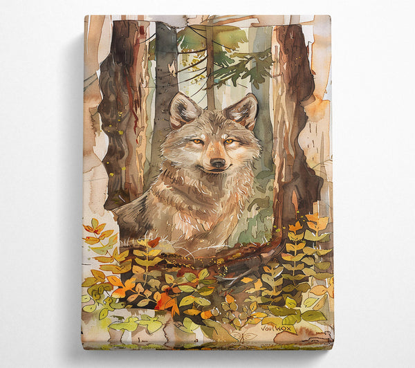  A Canvas Print of Golden Forest Wolf Canvas Art