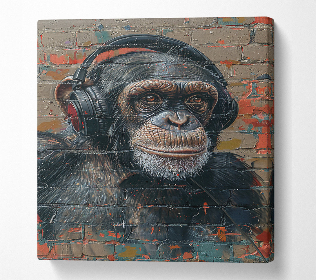  A Canvas Print of Red Brick Chimpanzee Canvas Print