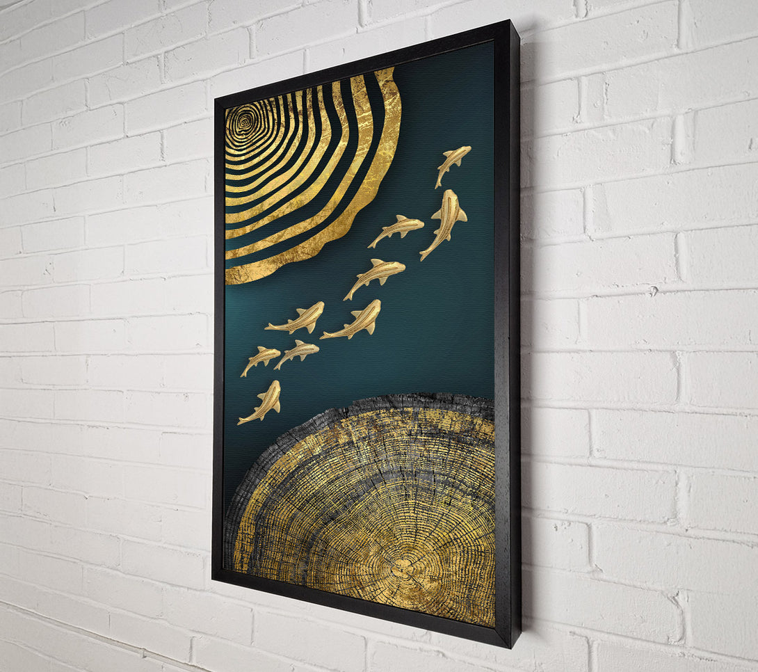  A Canvas Print of Gold Swirls  Wood Effect Canvas Print