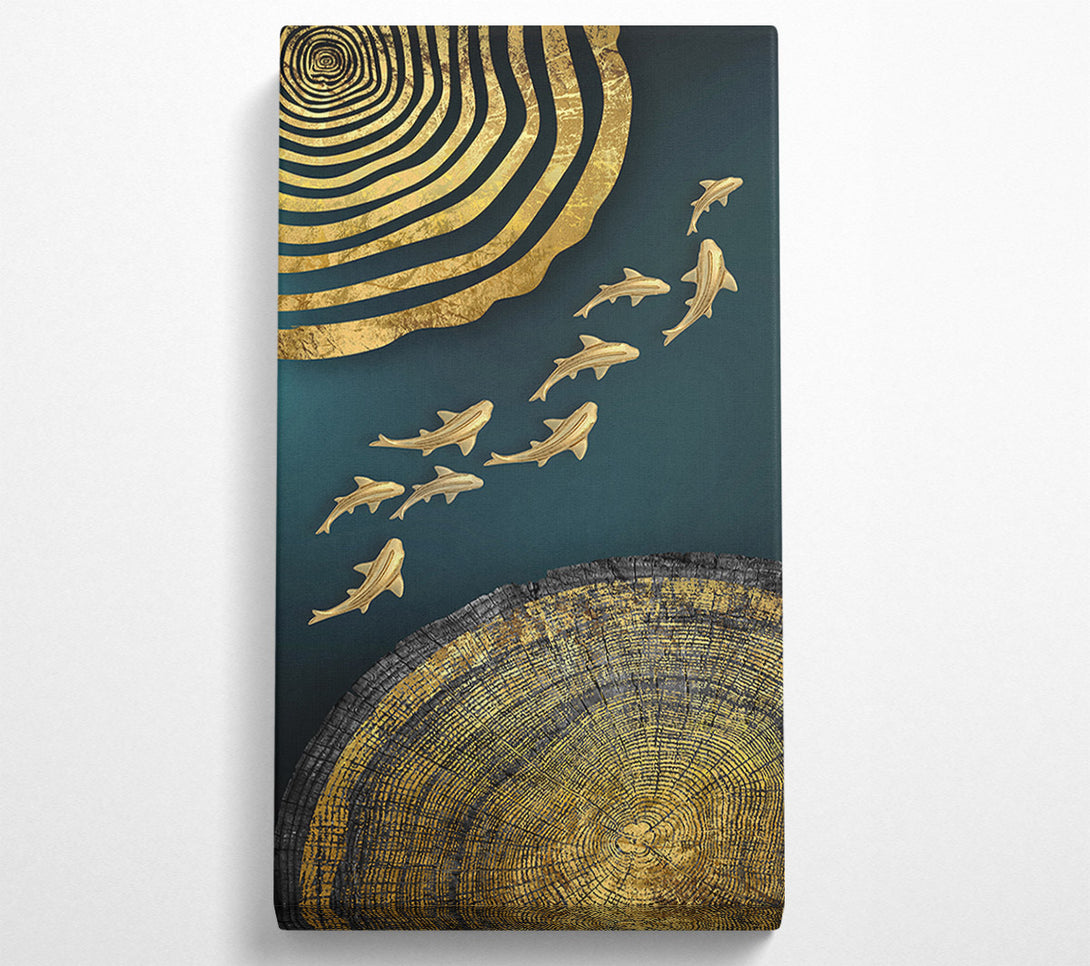  A Canvas Print of Gold Swirls  Wood Effect Canvas Print