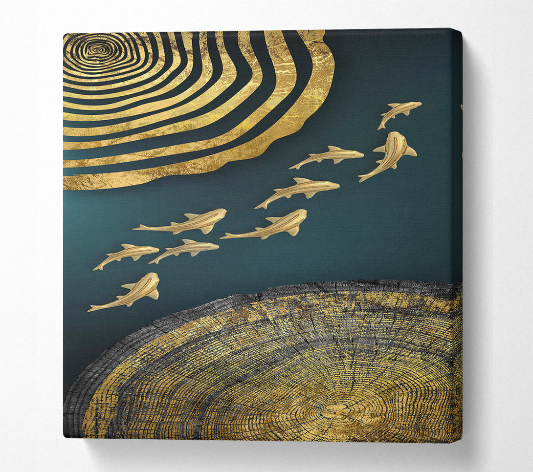  A Canvas Print of Gold Swirls  Wood Effect Canvas Print