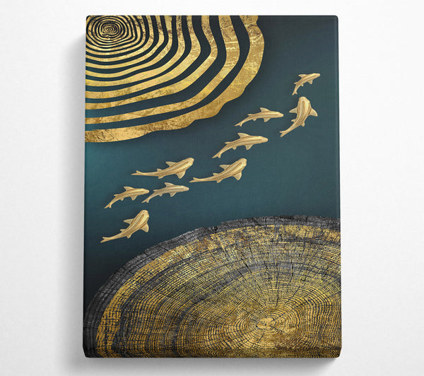  A Canvas Print of Gold Swirls  Wood Effect Canvas Print