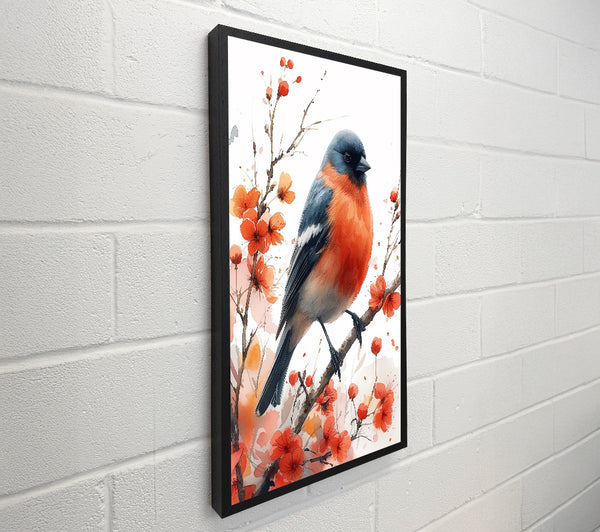 Crimson Bird On Branch