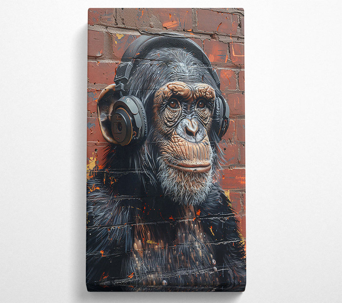  A Canvas Print of Black Chimp Listening Canvas Art