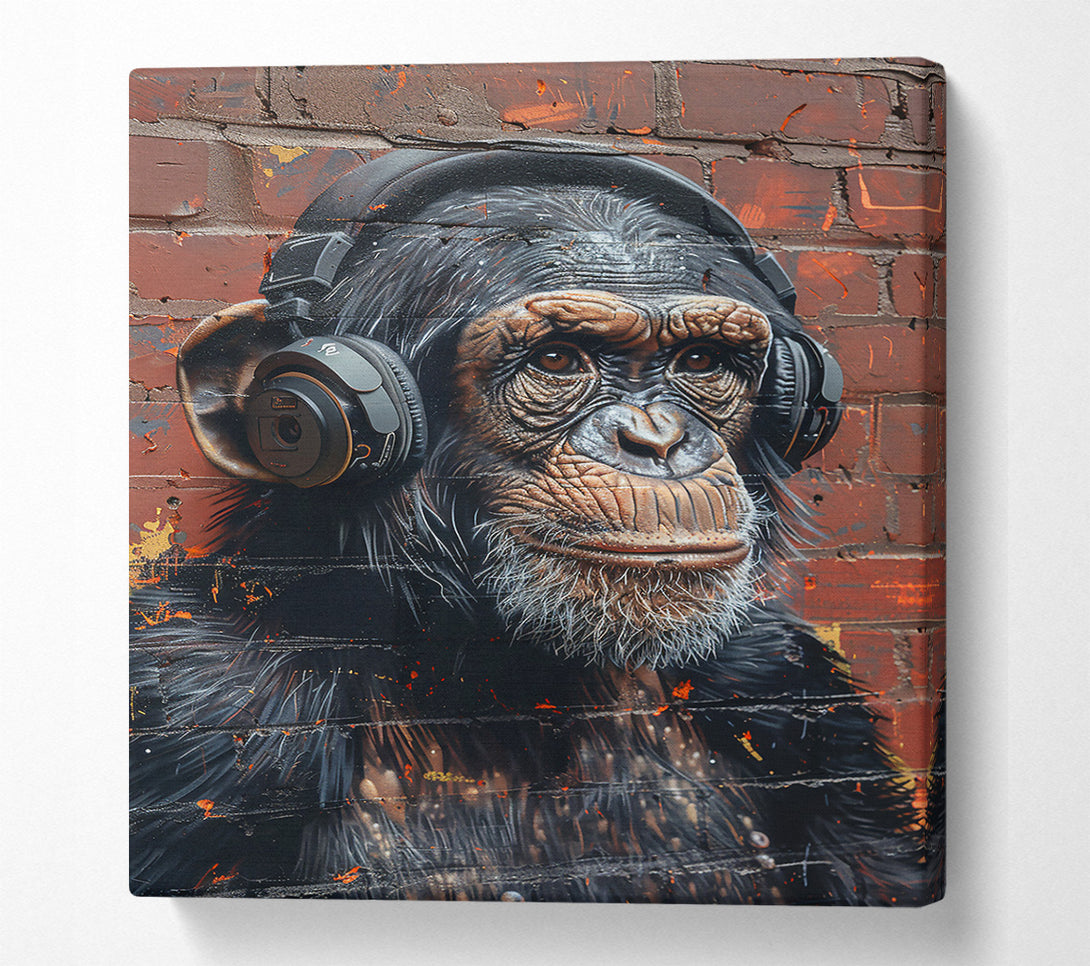  A Canvas Print of Black Chimp Listening Canvas Art