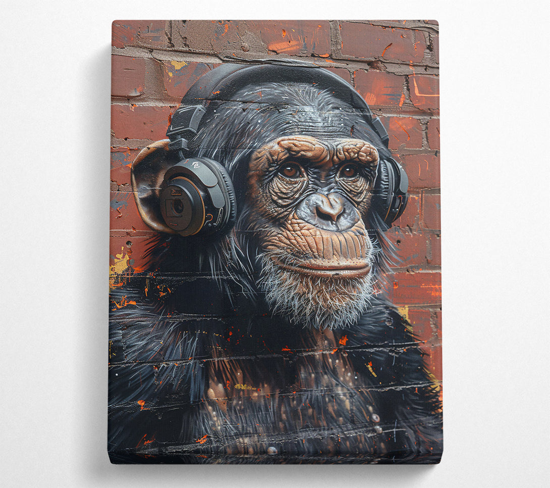  A Canvas Print of Black Chimp Listening Canvas Art