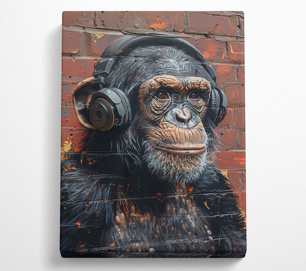  A Canvas Print of Black Chimp Listening Canvas Art
