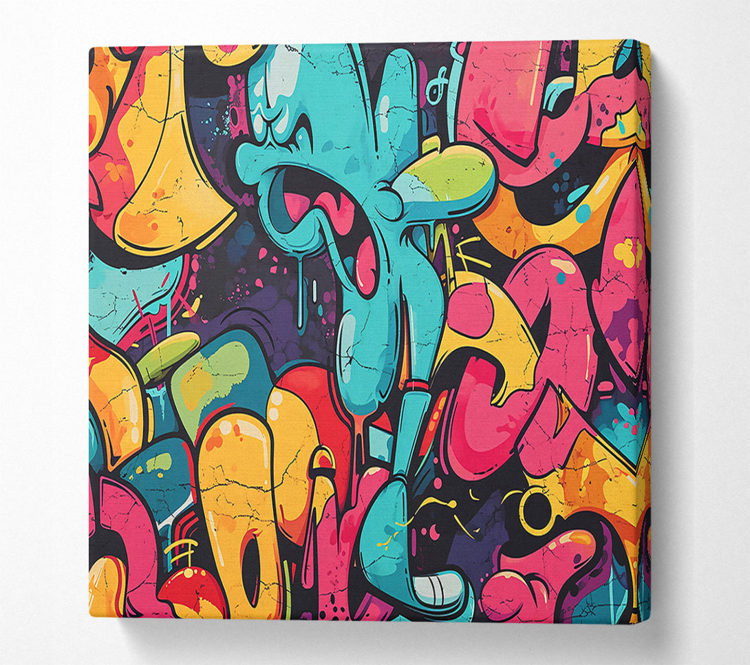  A Canvas Print of Blue Graffiti Burst Canvas Wall Art