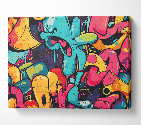  A Canvas Print of Blue Graffiti Burst Canvas Wall Art