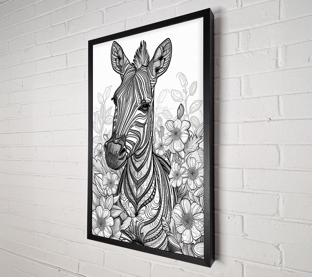  A Canvas Print of Black & White Zebra Bloom Canvas Art