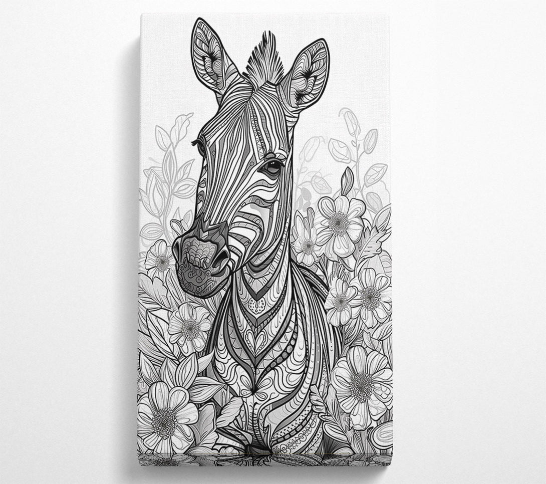  A Canvas Print of Black & White Zebra Bloom Canvas Art