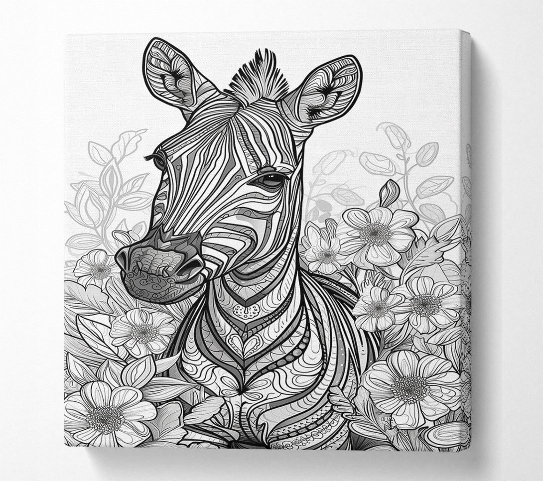  A Canvas Print of Black & White Zebra Bloom Canvas Art