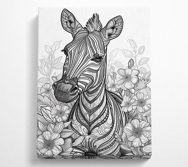  A Canvas Print of Black & White Zebra Bloom Canvas Art