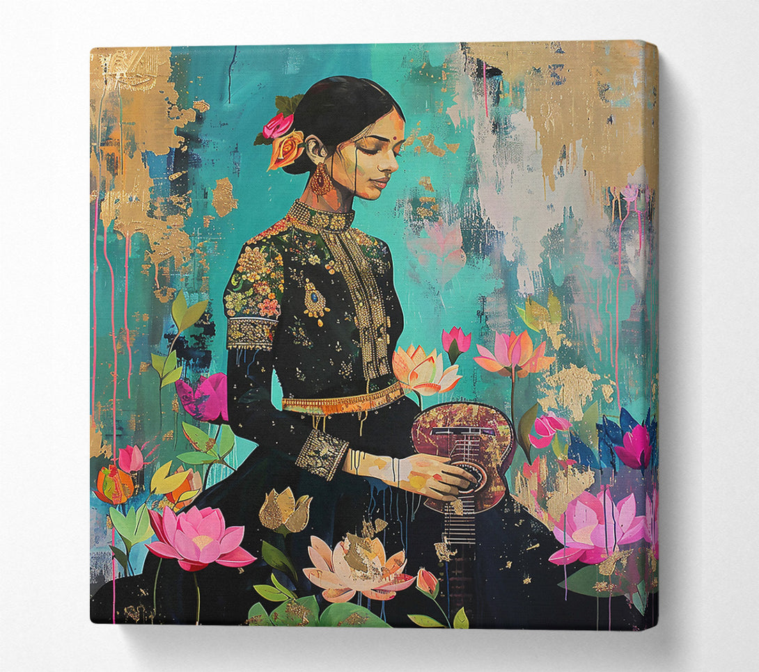  A Canvas Print of Golden Lotus Melody Canvas Wall Art