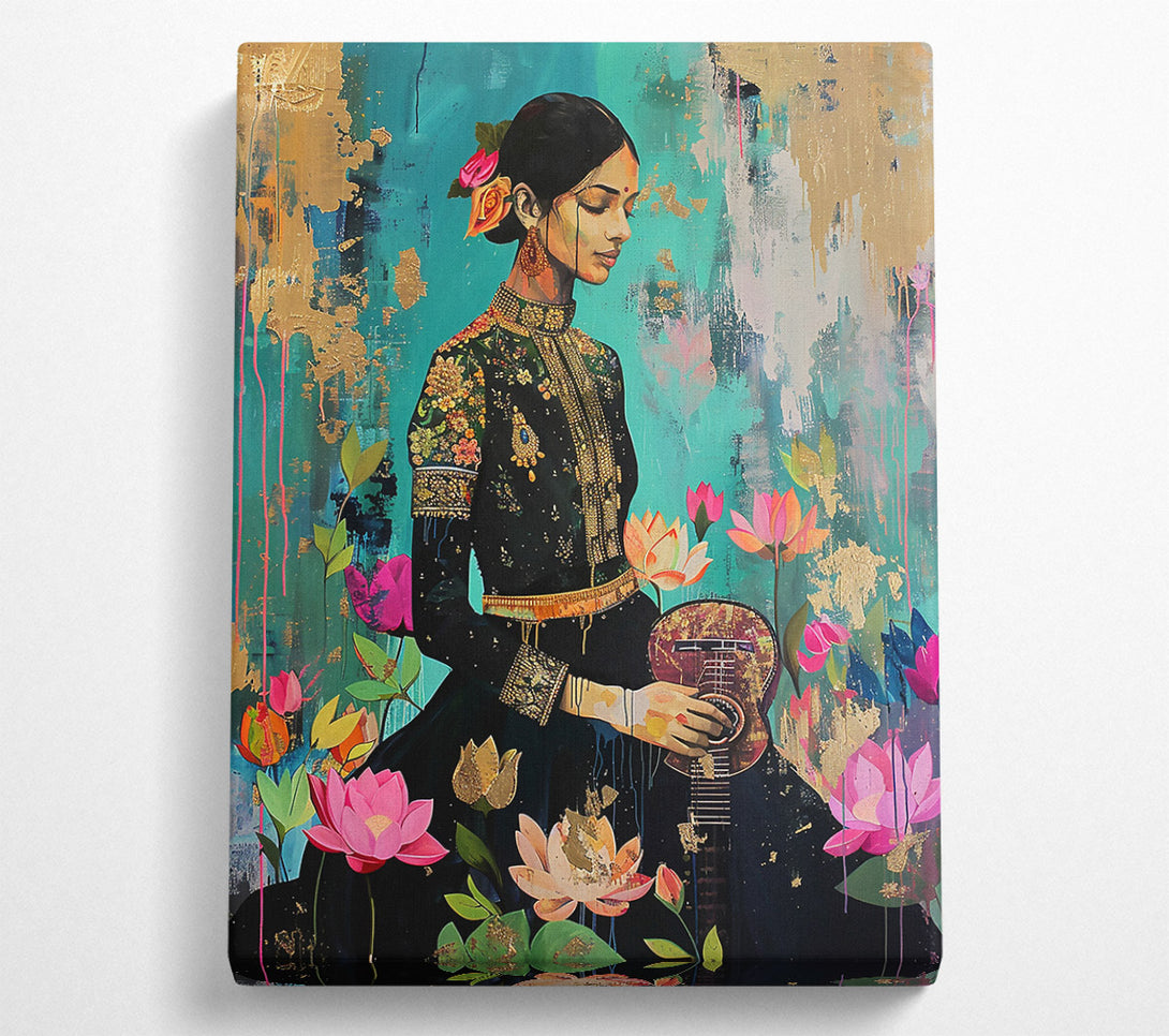  A Canvas Print of Golden Lotus Melody Canvas Wall Art