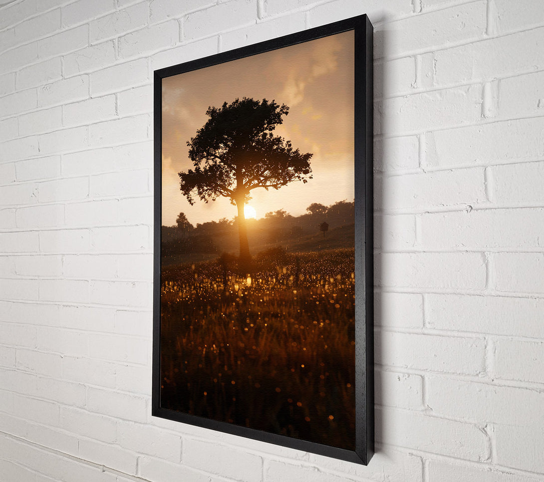  A Canvas Print of Golden Sunset Silhouette Canvas Art