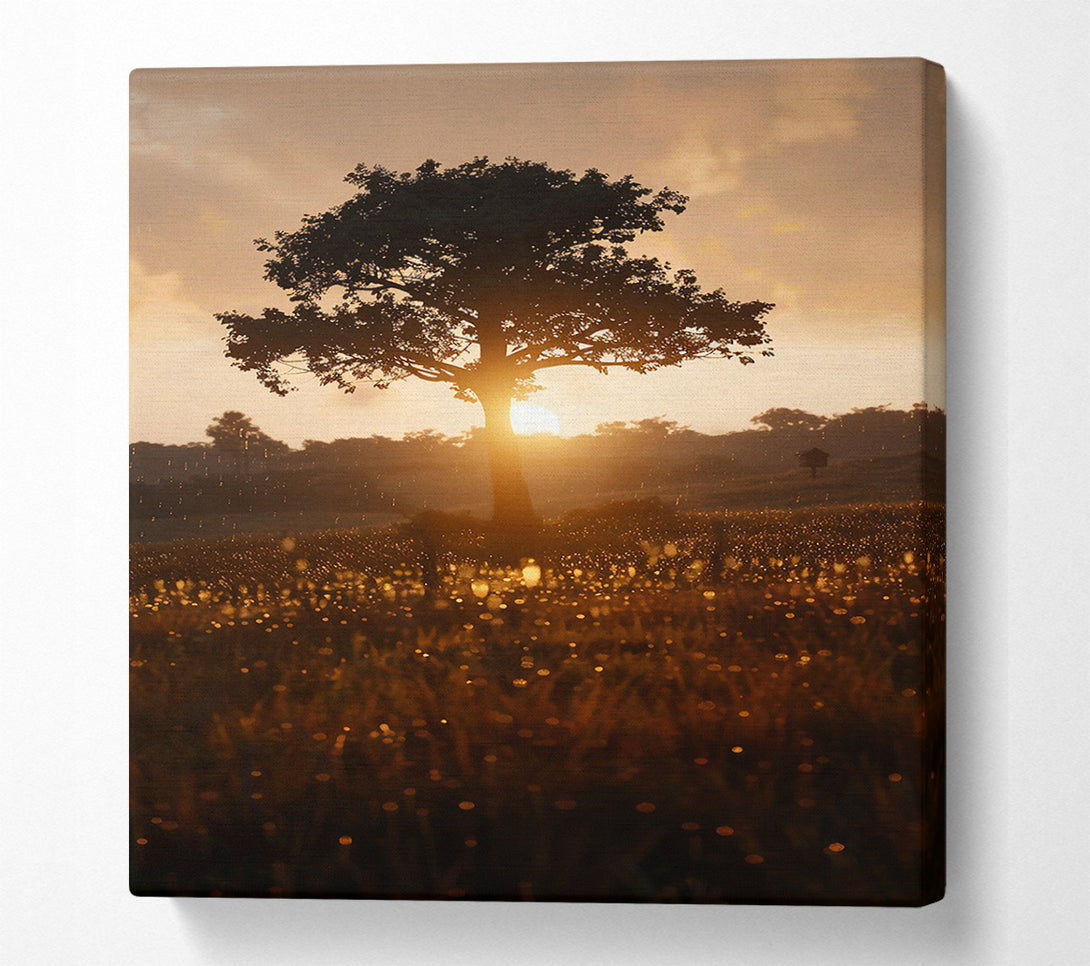 A Canvas Print of Golden Sunset Silhouette Canvas Art