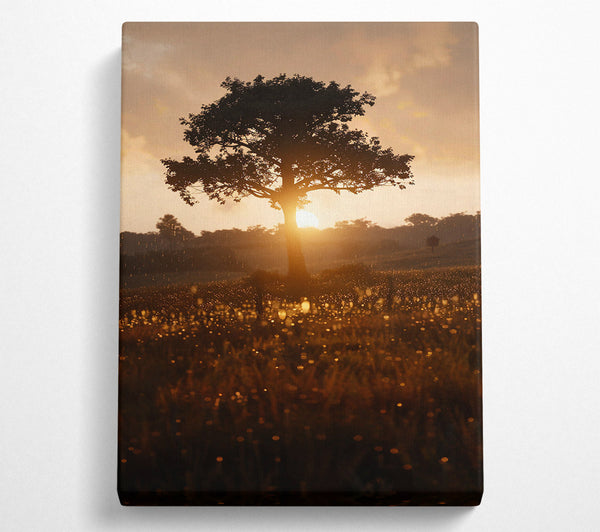  A Canvas Print of Golden Sunset Silhouette Canvas Art