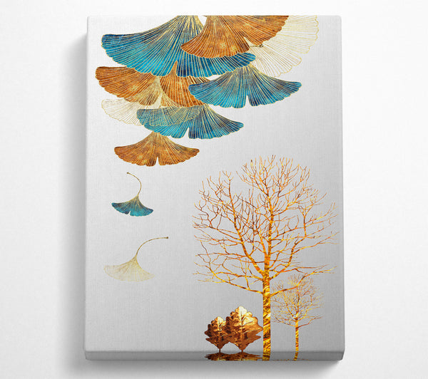  A Canvas Print of Gold Tree Descending Petals Canvas Art