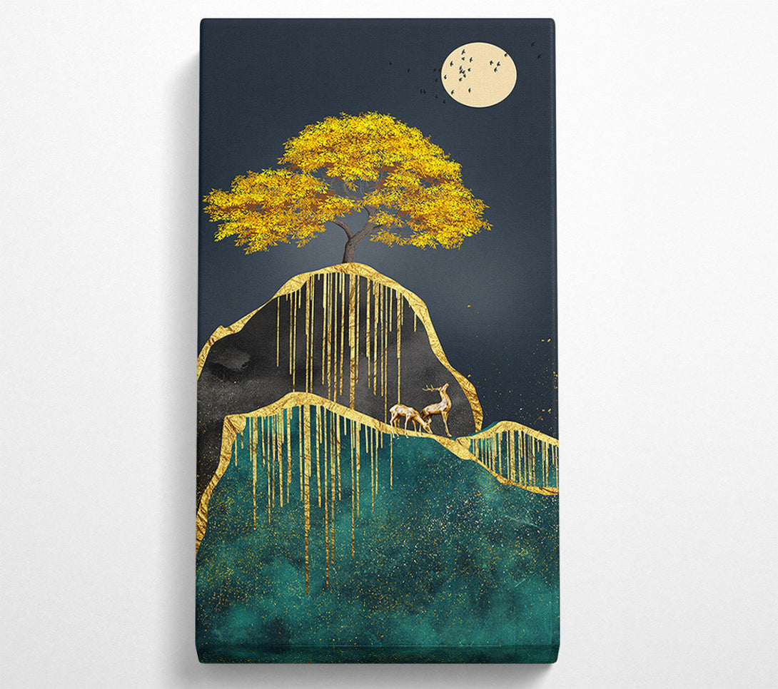  A Canvas Print of Gold Tree In The Moon Light Canvas Wall Art