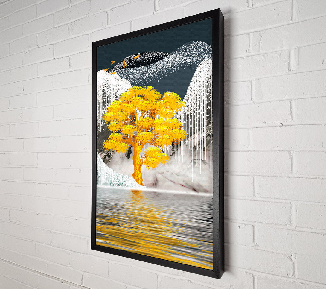  A Canvas Print of Gold Tree Mountains Canvas Art