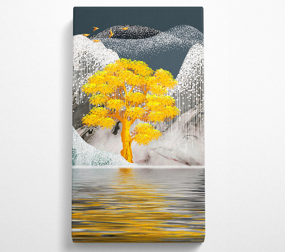  A Canvas Print of Gold Tree Mountains Canvas Art