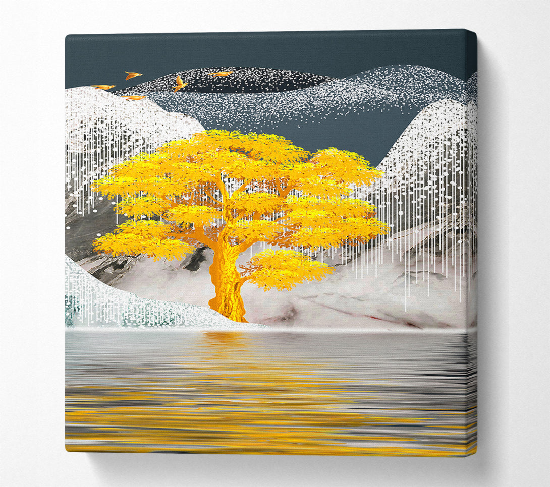  A Canvas Print of Gold Tree Mountains Canvas Art