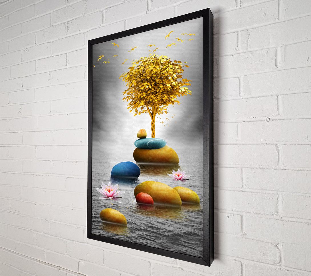  A Canvas Print of Gold Tree Pebbles Canvas Print