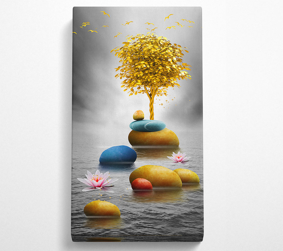  A Canvas Print of Gold Tree Pebbles Canvas Print