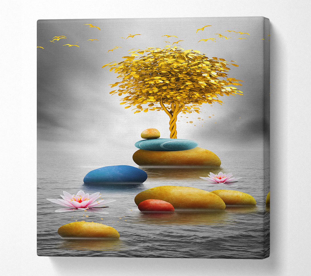  A Canvas Print of Gold Tree Pebbles Canvas Print