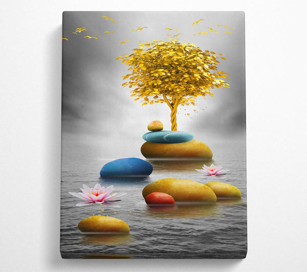  A Canvas Print of Gold Tree Pebbles Canvas Print