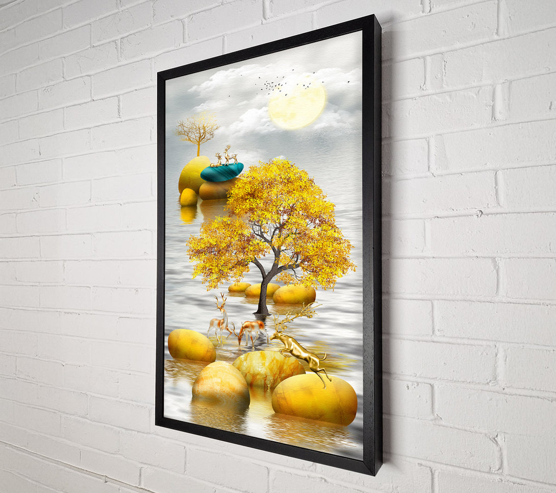  A Canvas Print of Gold Tree River Canvas Art