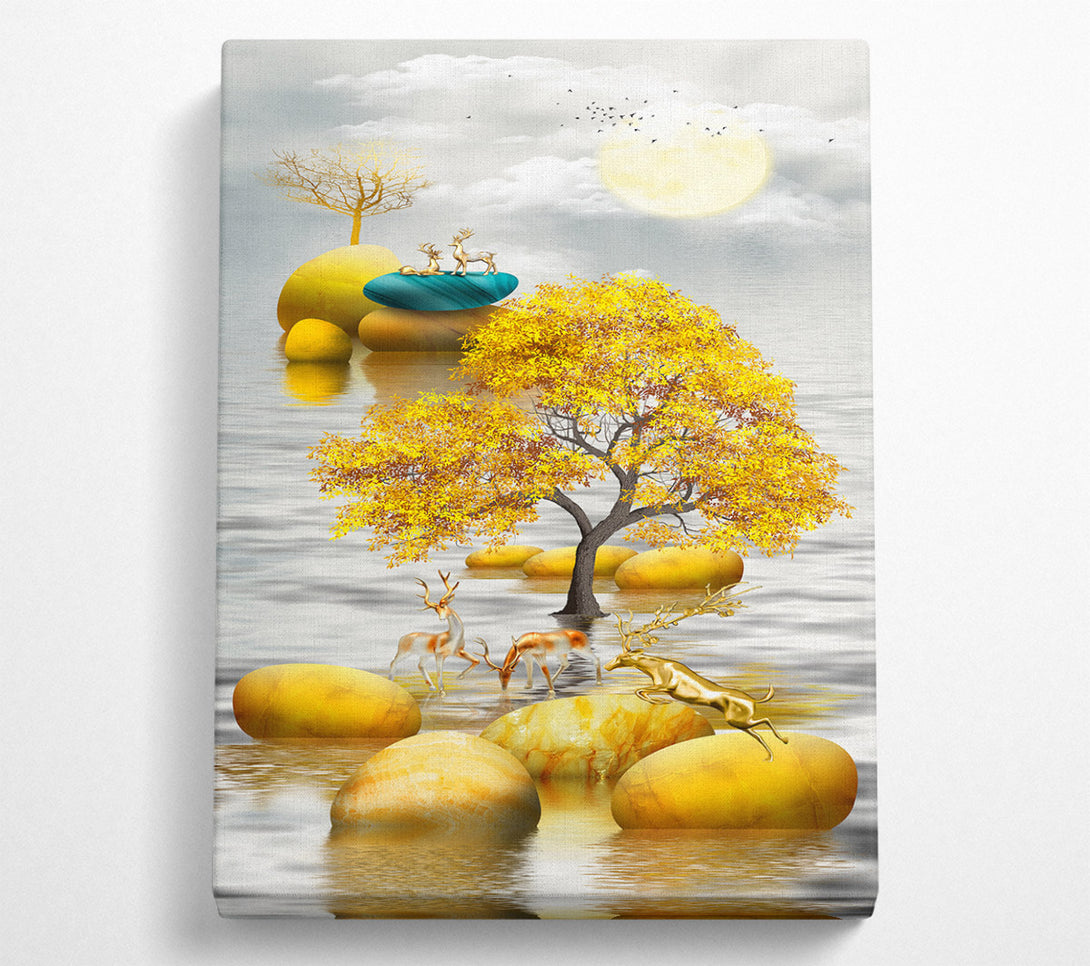 A Canvas Print of Gold Tree River Canvas Art