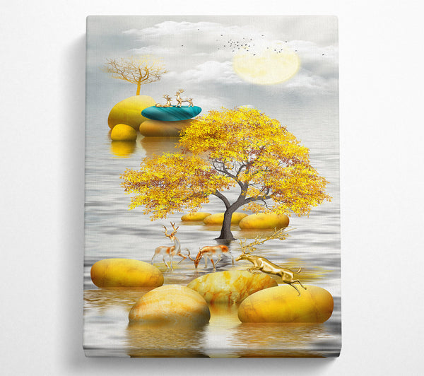  A Canvas Print of Gold Tree River Canvas Art