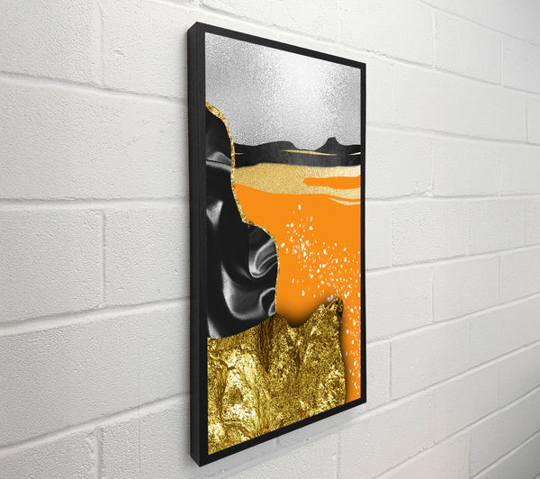 Gold With Orange  Black Abstract