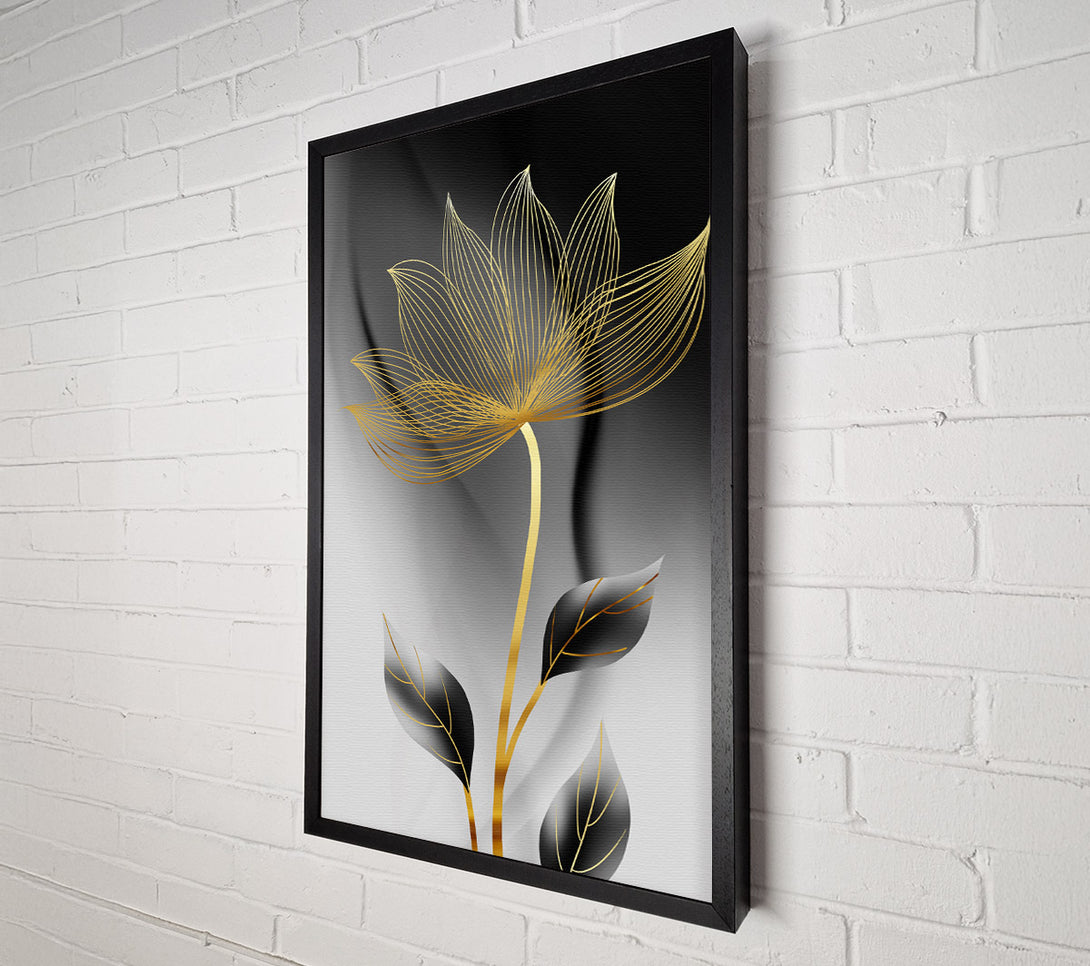  A Canvas Print of Golden Plant With Grey Canvas Wall Art