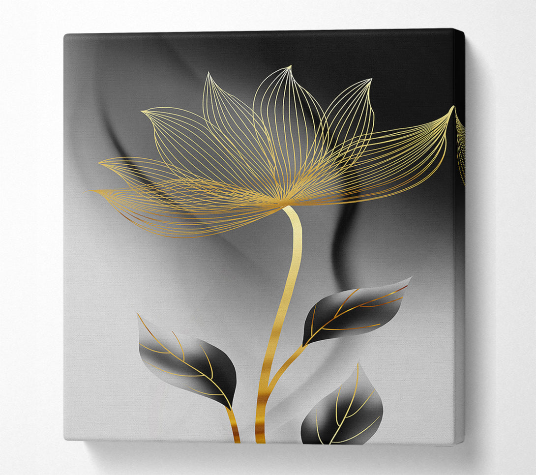  A Canvas Print of Golden Plant With Grey Canvas Wall Art
