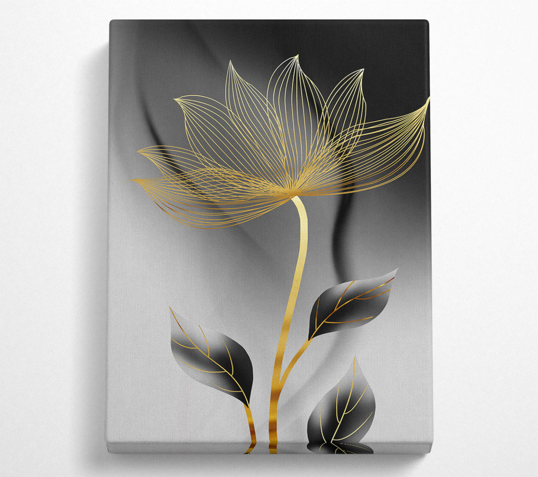  A Canvas Print of Golden Plant With Grey Canvas Wall Art