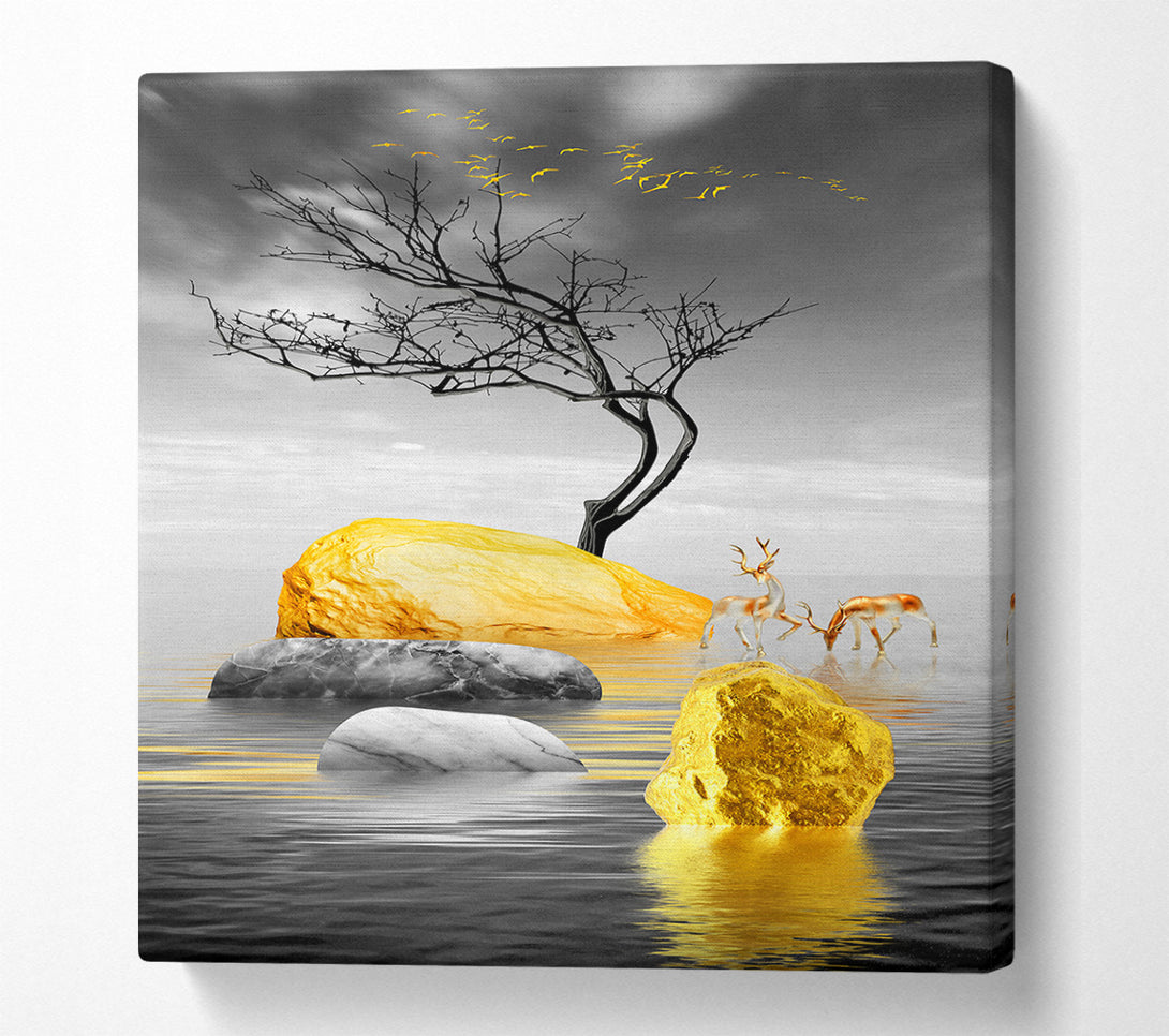  A Canvas Print of Golden Rocks Canvas Wall Art