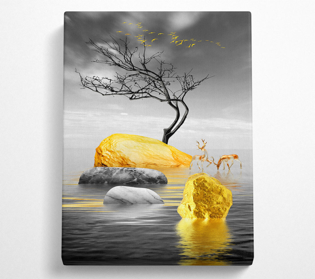  A Canvas Print of Golden Rocks Canvas Wall Art