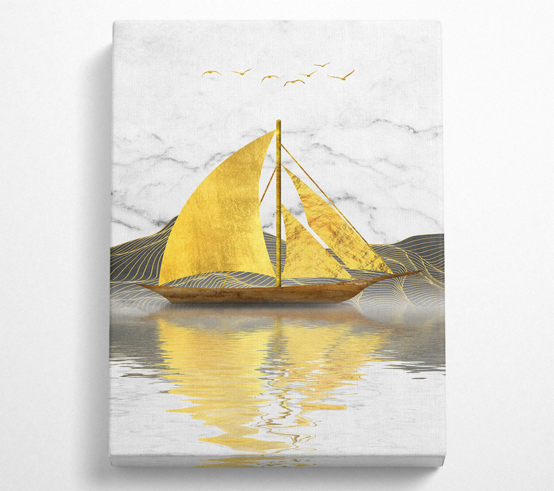  A Canvas Print of Golden Sail Ship Canvas Art