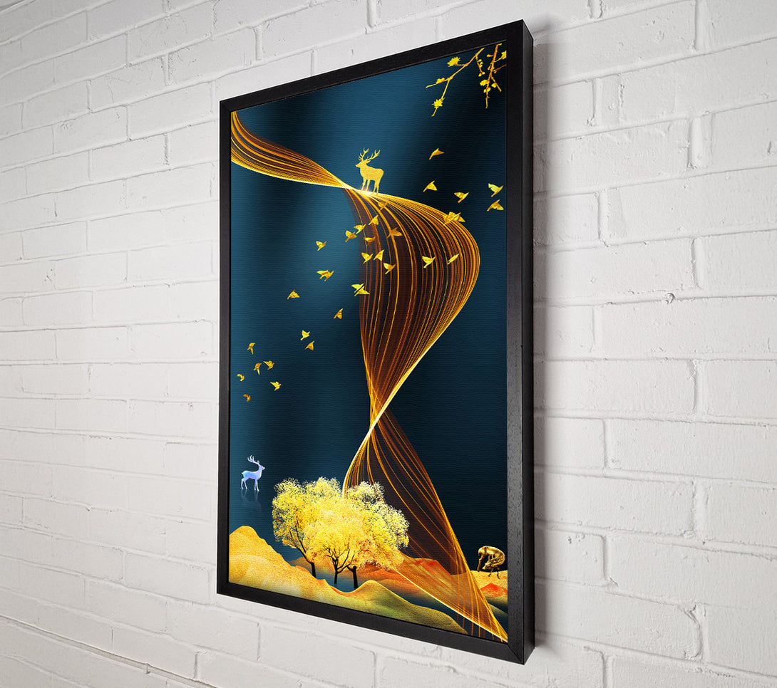 A Canvas Print of Golden Scene With Swirls Canvas Print