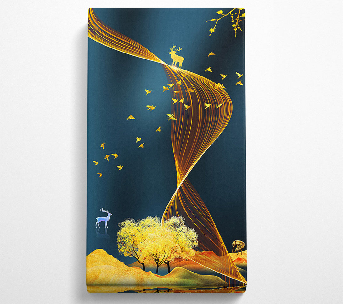  A Canvas Print of Golden Scene With Swirls Canvas Print