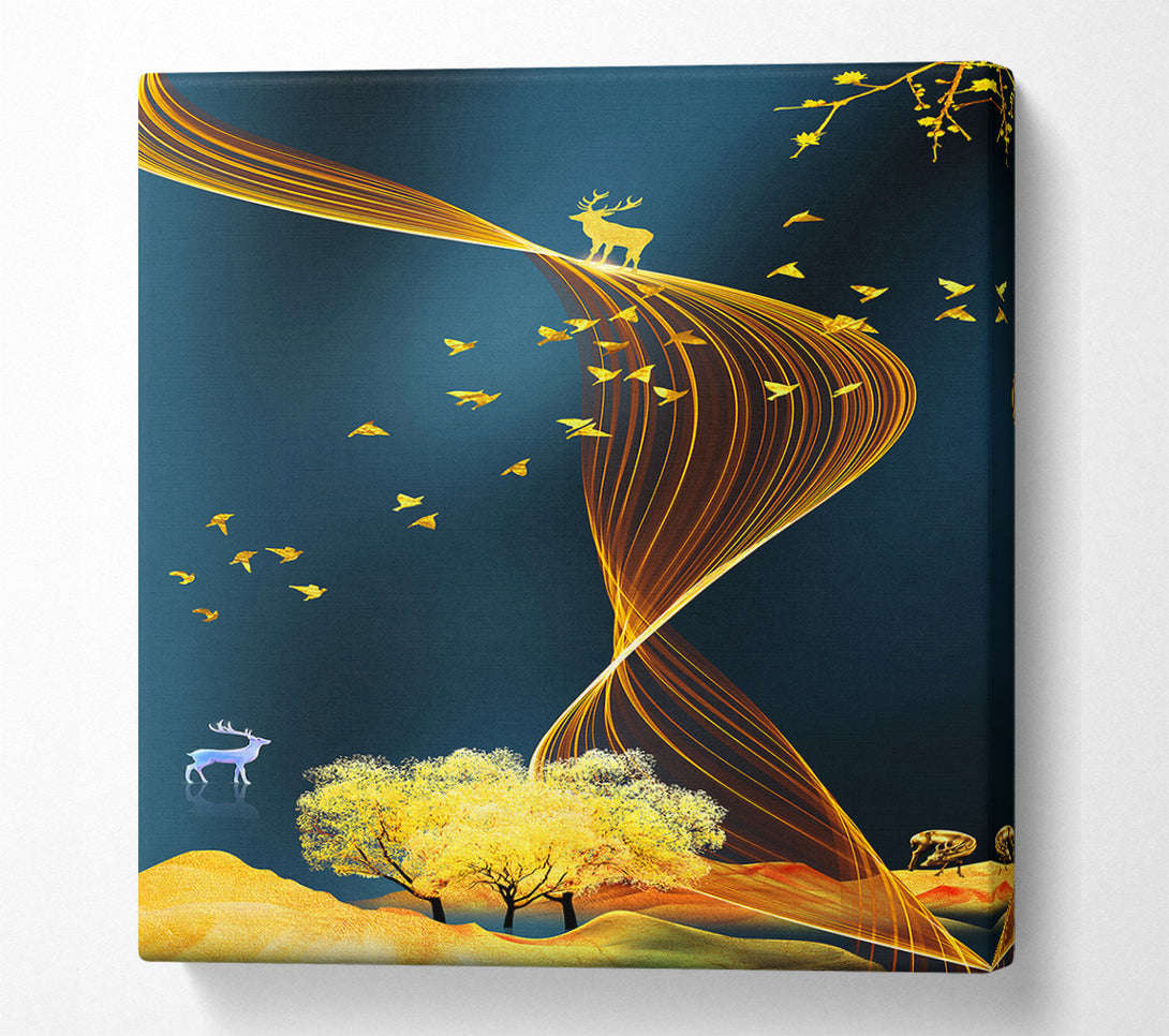  A Canvas Print of Golden Scene With Swirls Canvas Print
