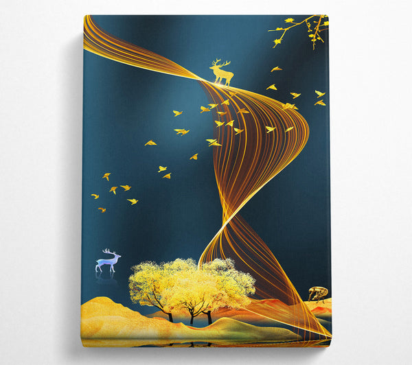  A Canvas Print of Golden Scene With Swirls Canvas Print