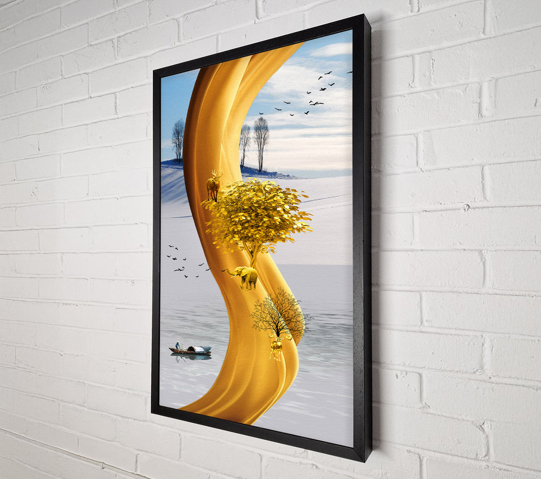  A Canvas Print of Golden Swirl And Tree Canvas Print