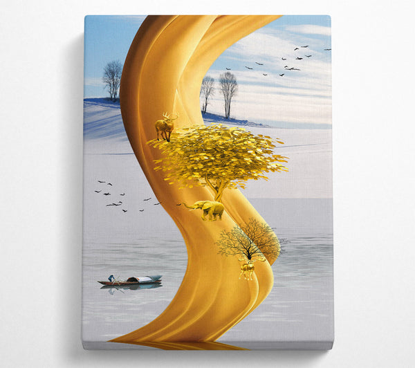  A Canvas Print of Golden Swirl And Tree Canvas Print